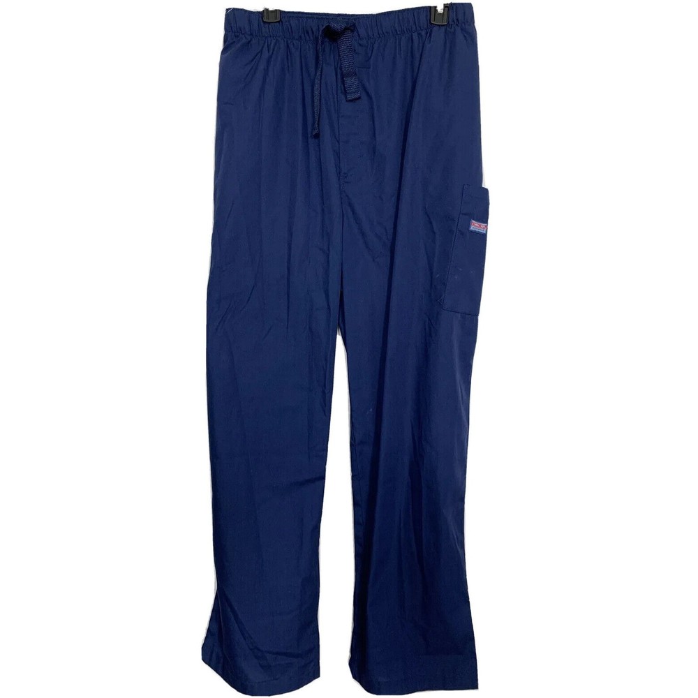 Cherokee Scrub Pants Drawstring, Pull-on, Elastic Waist, Bootcut Blue Men's 2XL